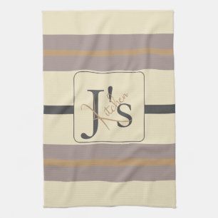 Linge De Cuisine Moderne neutre chic personnalisé taupe rayure or