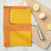 Linge De Cuisine Moderne Orange Jaune Couleur Monogramme Nom initia (Quart Plié)