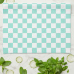 Linge De Cuisine Moderne Pastel Mint vert et blanc À damiers<br><div class="desc">Des chèques pastel branchés dans votre cuisine ou sur votre table de pique-nique. Serviettes de cuisine chic et moderne à carreaux dans des couleurs pastel branchées. Design à damiers menthe verte pour bébé</div>