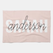 Linge De Cuisine Moderne Pastel Rose Beauté Personnalisée Vous Nom (Horizontal)
