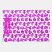 Linge De Cuisine Moderne Purple Rose Doodled Hearts Valentine Nom (Horizontal)