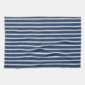 Linge De Cuisine Moderne rayé marine blanc et bleu (Horizontal)