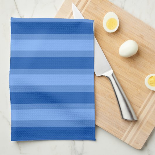 Linge De Cuisine Moderne simple bande à deux tons bleu géométrique  (Quart Plié)