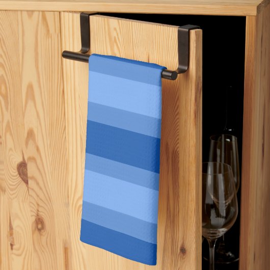 Linge De Cuisine Moderne simple bande à deux tons bleu géométrique (Pliage en tiers)