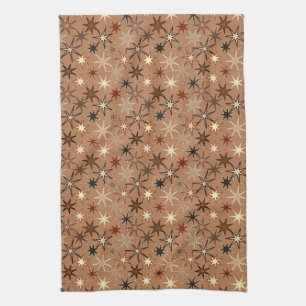 Linge De Cuisine Moderne Starburst Print, Café Brown et beige