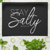 Linge De Cuisine Moderne Stay Salty Typographie Christian Black (Plié)