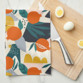 Linge De Cuisine Moderne tendance Preppy Chic Apricot et Feuille (Quart Plié)