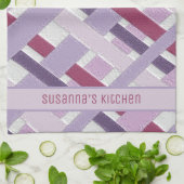 Linge De Cuisine Moderne violet & blanc rayé (Plié)