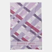 Linge De Cuisine Moderne violet & blanc rayé (Vertical)