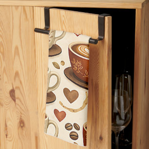 Linge De Cuisine Moment Cozy Café - Motif Sans Couture Esthétique C