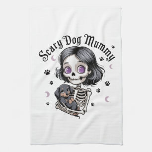 Linge De Cuisine Momie de chien effrayant squelette teckel