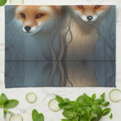 Linge De Cuisine Momma fox et deux bébés (Plié)