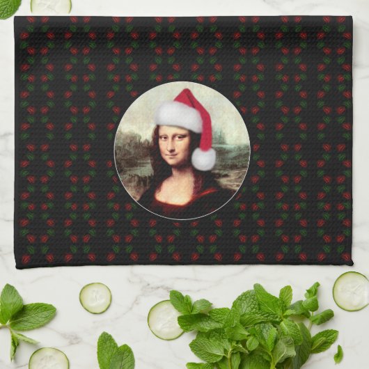 Linge De Cuisine Mona Lisa Santa Hat Christmas (Plié)