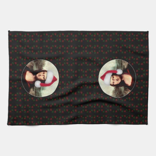 Linge De Cuisine Mona Lisa Santa Hat Christmas (Horizontal)