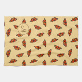 Linge De Cuisine Monarque papillons motif jaune pâle avec monogramm (Horizontal)