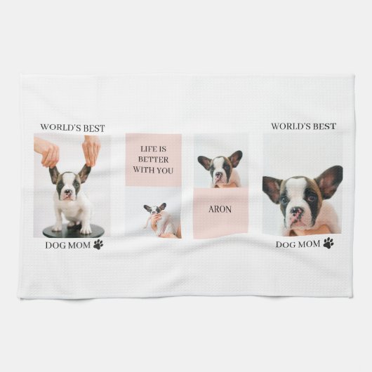 Linge De Cuisine Monde Meilleur chien maman | Photo Collage | Paste (Horizontal)
