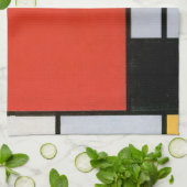 Linge De Cuisine Mondrial Composition Rouge Jaune Bleu Noir (Plié)