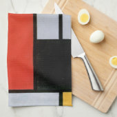 Linge De Cuisine Mondrial Composition Rouge Jaune Bleu Noir (Quart Plié)