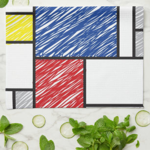 Linge De Cuisine Mondrian Gribouillages Minimaliste Art Moderne De