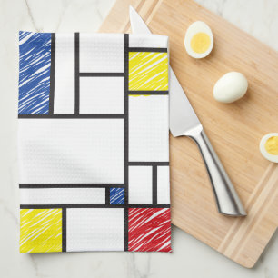 Linge De Cuisine Mondrian Gribouillages Minimaliste Art Moderne De