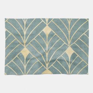 Linge De Cuisine Monnaie verte, or, motif Art déco, vintage, rétro,