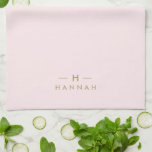 Linge De Cuisine Monogram Blush | Elegant Gold Minimum<br><div class="desc">A simple stylish custom monogram design in a gold minimalist typographiy on an elegant pastel blush pink background. The monogram initials and name can easily be personalized along with the feature line to make a design as unique as you are! Le parfait poison de l'accessoire pour un instant.</div>