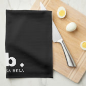 Linge De Cuisine Monogram Classic Elegant Minimal Black & White (Quart Plié)