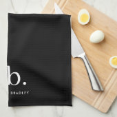 Linge De Cuisine Monogram Classic Elegant Minimum Black and White (Quart Plié)