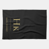 Linge De Cuisine Monogram Classic Simple Elegant Black Gold (Horizontal)