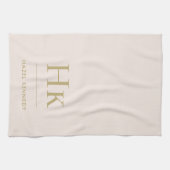 Linge De Cuisine Monogram Classic Simple Élégant Blush Pink Or (Horizontal)