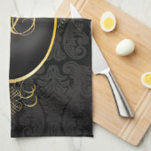 Linge De Cuisine Monogram Classy Royal Style Towne en or noir (Quart Plié)