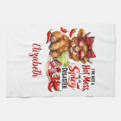 Linge De Cuisine Monogram Highland Cow Hot Mess Funny Humorous  (Horizontal)