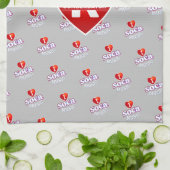 Linge De Cuisine MONOGRAM I J'AIME SOCA sur GRIS (Plié)