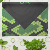 Linge De Cuisine Monogram Snake Vert et Noir (Plié)