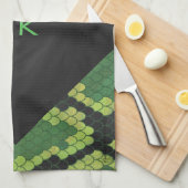Linge De Cuisine Monogram Snake Vert et Noir (Quart Plié)