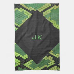 Linge De Cuisine Monogram Snake Vert et Noir