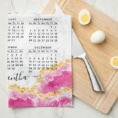 Linge De Cuisine Monogrammé 2023 Calendrier Girly Elegant Rose Blan (Quart Plié)