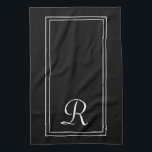 Linge De Cuisine Monogramme à rayures noir et blanc moderne personn<br><div class="desc">Monogramme à rayures noir et blanc moderne Serviette de cuisine personnalisée</div>