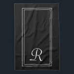 Linge De Cuisine Monogramme à rayures noir et blanc moderne personn<br><div class="desc">Monogramme à rayures noir et blanc moderne Serviette de cuisine personnalisée</div>