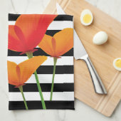 Linge De Cuisine Monogramme à rayures noires chic (Quart Plié)