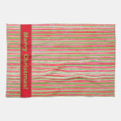 Linge De Cuisine Monogramme à rayures rouge, verte et blanche (Horizontal)
