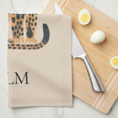 Linge De Cuisine Monogramme animal léopard de crème (Quart Plié)