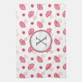 Linge De Cuisine monogramme aquarelle champignons rouges (Vertical)