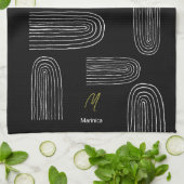 Linge De Cuisine Monogramme arc-en-ciel chic Boho milieu du siècle (Plié)