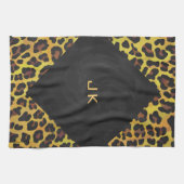 Linge De Cuisine Monogramme avec Léopard Brun et Jaune (Horizontal)