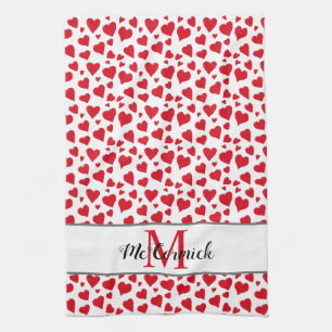 Linge De Cuisine Monogramme blanc rouge Motif du coeur mou Personna