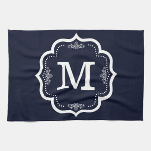 Linge De Cuisine Monogramme bleu