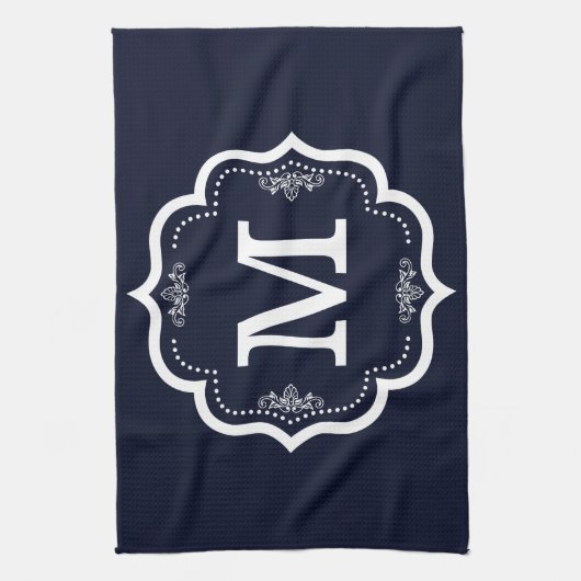 Linge De Cuisine Monogramme bleu (Vertical)