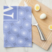 Linge De Cuisine Monogramme bleu cercles motif (Quart Plié)