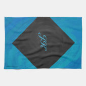 Linge De Cuisine Monogramme bleu océan et noir (Horizontal)